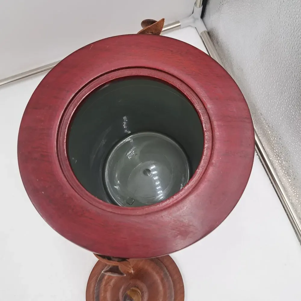 Unique Handmade round stacked wood lined ice bucket Wine Champagne chiller MCM